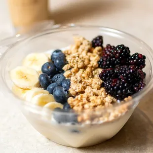 a bowl of fruit and granola