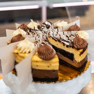 a cake with a slice taken out of it