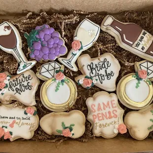 a box of decorated cookies