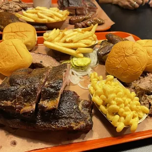 a variety of food items on a tray