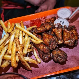 10 Piece Smoked Wings w Fries