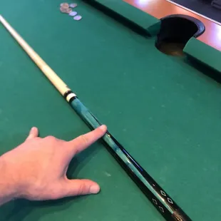 I wish I hadn&apos;t left my stick back in Cleveland. I hate shooting with a house cue.