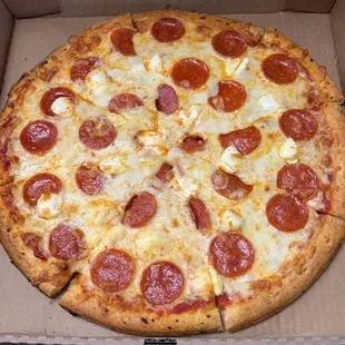 Pepperoni cream cheese pizza