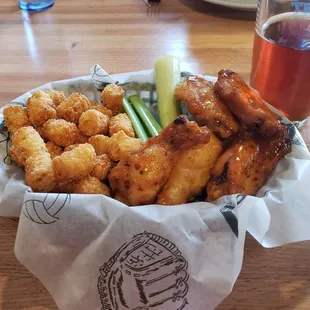 Tots, wings, and Alaskan Amber