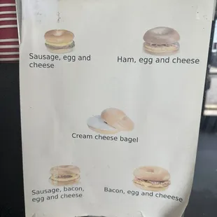 Bagel Breakfast menu