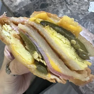 Delicious jalapeño, egg and cheese croissant....