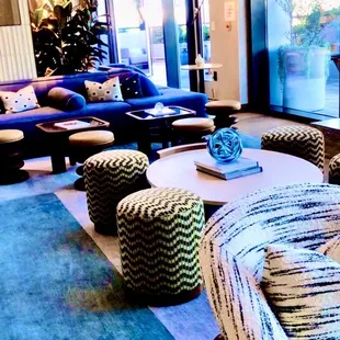 blue and white furniture