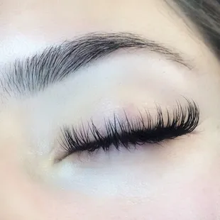Closed eye view of classic lashes