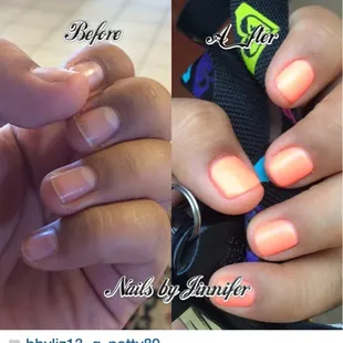 My before and after matte gel manicure by Jinnifer