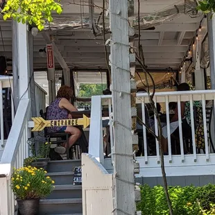 The outdoor deck seating area