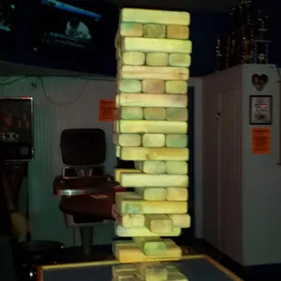 Holy crap! 3 foot Jenga! This fell 2 minutes later.