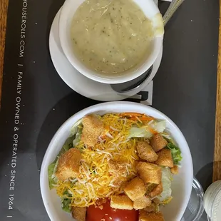 Broccoli cheese and salad