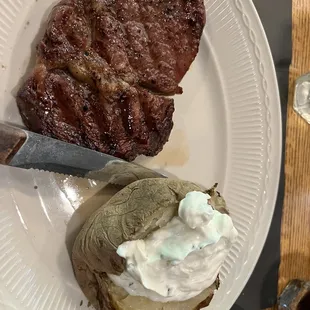 8oz ribeye and baked potato