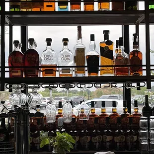 bottles of liquor on a shelf