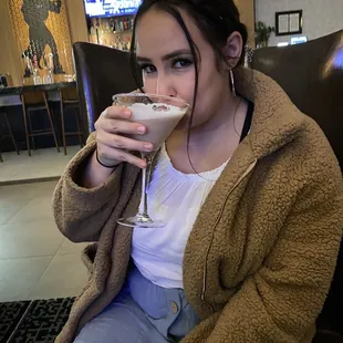 Chocolate martini drink from bar