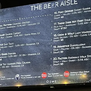 Today&apos;s beer menu part 2