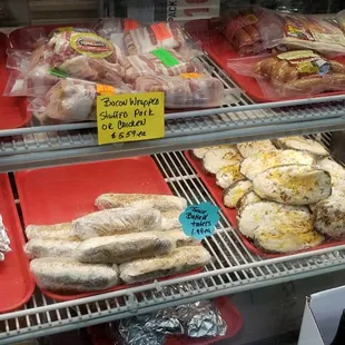 Aged ribeyes and take and bake items.