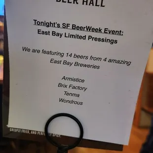 Special beers for the night