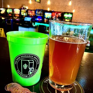 two cups of beer on a table