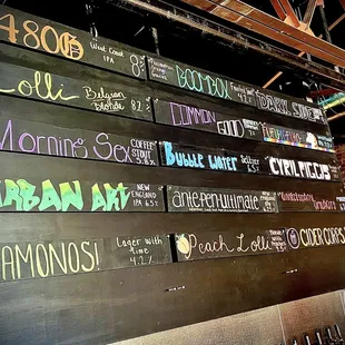 a variety of beer taps