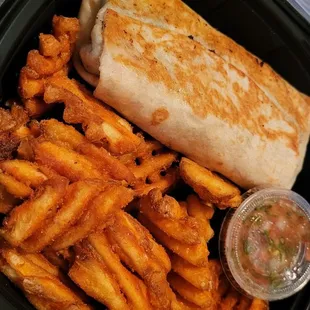 Breakfast Burrito with Waffle Fries