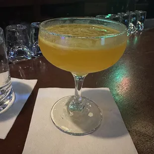 SAFFRON  ,, Mezcal , Saffron, and Lemon ,  yum