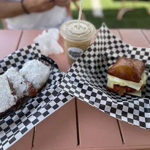 two pastries and a drink
