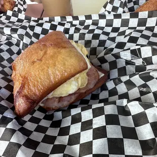 Ham Egg Beignet Sandwich