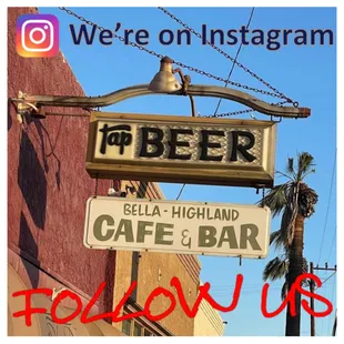 a sign for a cafe and bar