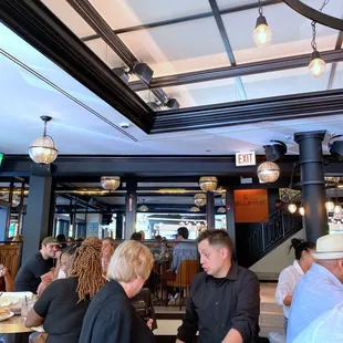 a group of diners in a restaurant