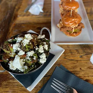 two plates of food on a table