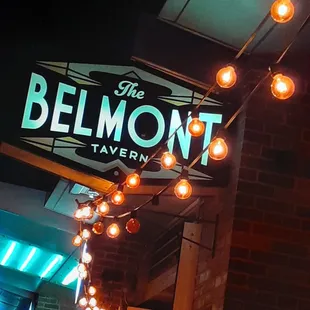 the sign for the belmont tavern