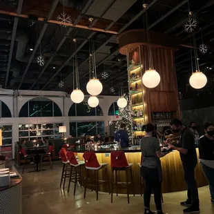 people standing in a restaurant