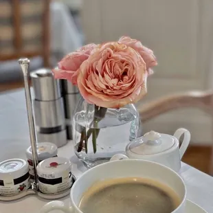 a cup of coffee on a table