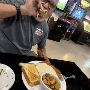 Chicken fry with okra and a Randy