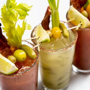 We offer a traditional Bloody Mary, a green Bloody Mary, and a Bloody Maria.
