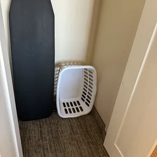 Laundry basket and ironing board