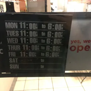 Business hours as of 2021-11-10