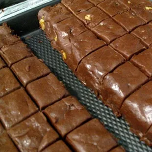 Dark Chocolate fudge with pecans.