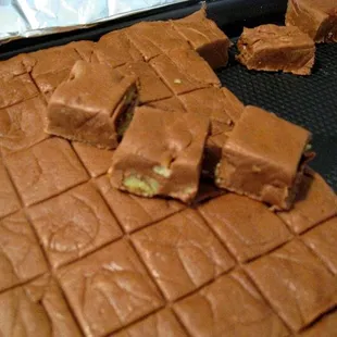Milk Chocolate fudge with pecans.