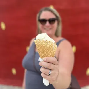Small vanilla in waffle cone