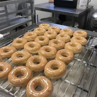 glazed donuts on a cooling rack