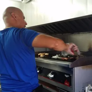 a man preparing food