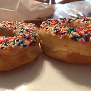 White sprinkled donuts