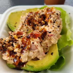 Seafood stuffed avocado