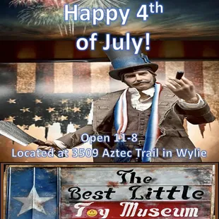 Yes, we are open 11-8 this 4th of July