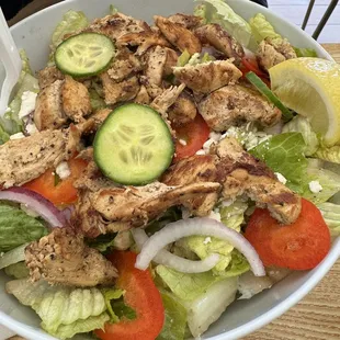 Greek salad, fresh and perfectly seasoned.