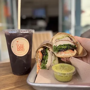 Tango Turkey Sandwich and Acai &amp; Fresh Blueberry Mojito