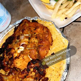 Chicken tikka, and cheese burger