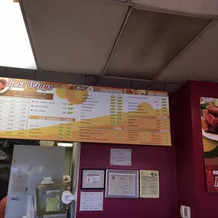 the menu of the restaurant